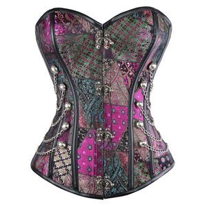 Charmian Womens Steampunk Gothic Spiral Steel Boned Brocade Waist Cincher